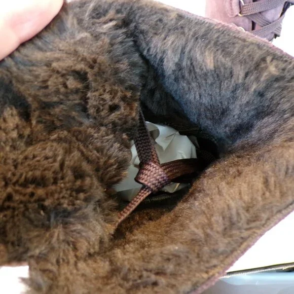 Timberland Purple Suede Waterproof Fur Lined Lace Up Heeled Boots Womens Size 7 - Picture 11 of 14